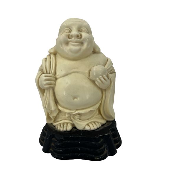 Source Unknown Other - Budha Figurine on Pedestal apple in hand collectible religious decoration statue